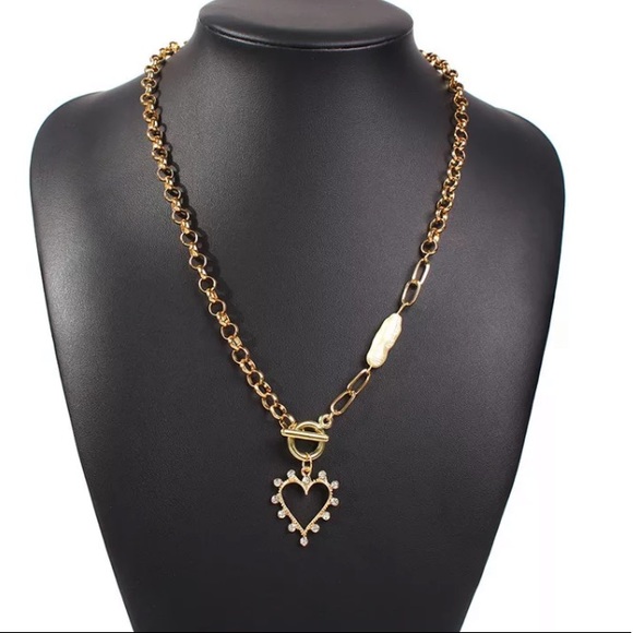 Fashion Chunky Gold Tone Pear Necklace - Picture 2 of 4